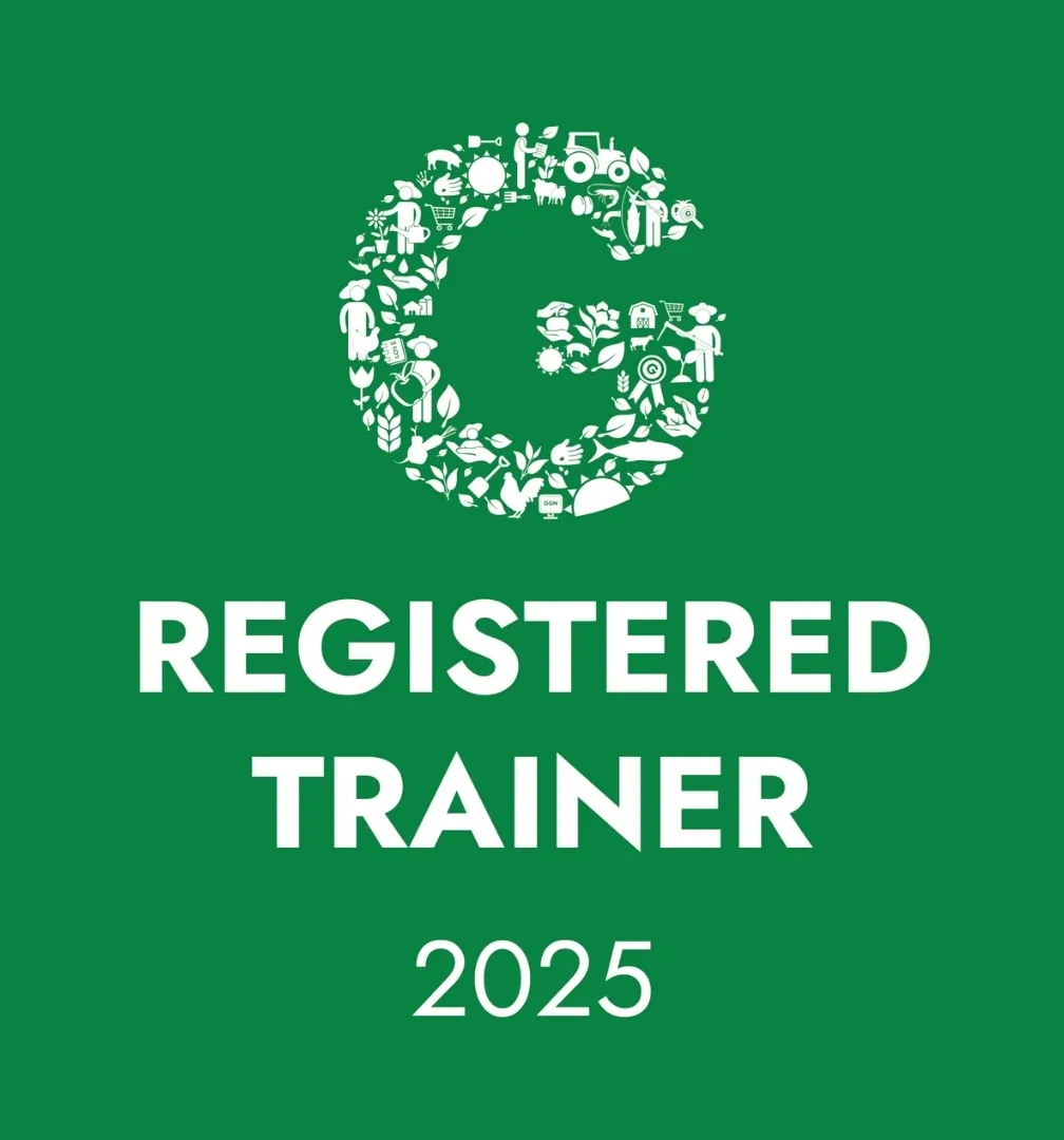 GlobalG.A.P. Registered Trainer badge demonstrating Cultiva EcoSolutions' expertise in certification and compliance consulting for sustainable horticulture
